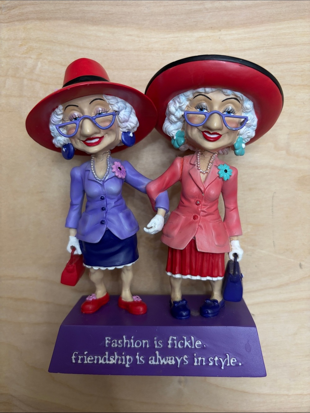 The Biddy Ladies #4507 Whimsical Red and Purple Friendship Figurine